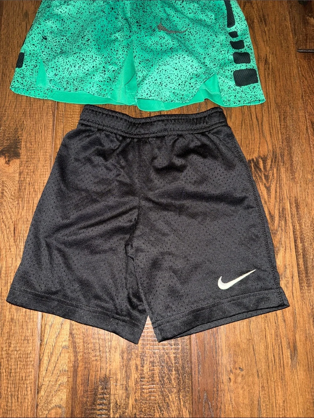 Nike Boys' Mint Green Speckle and Black Mesh Shorts Set. Size 6 and XS.